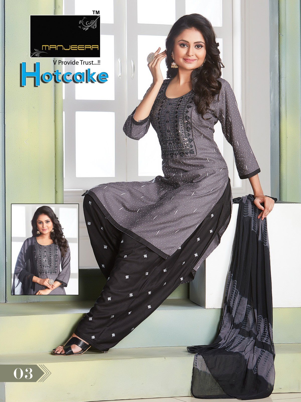 Manjeera Hotcake Printed Patiyala Readymade Suits
